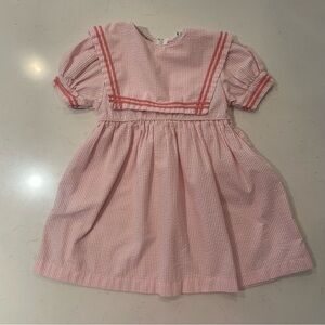 Toddler Pink Striped Sailor Yoke Dress  2/3 * missing size tag Peter Pan collar